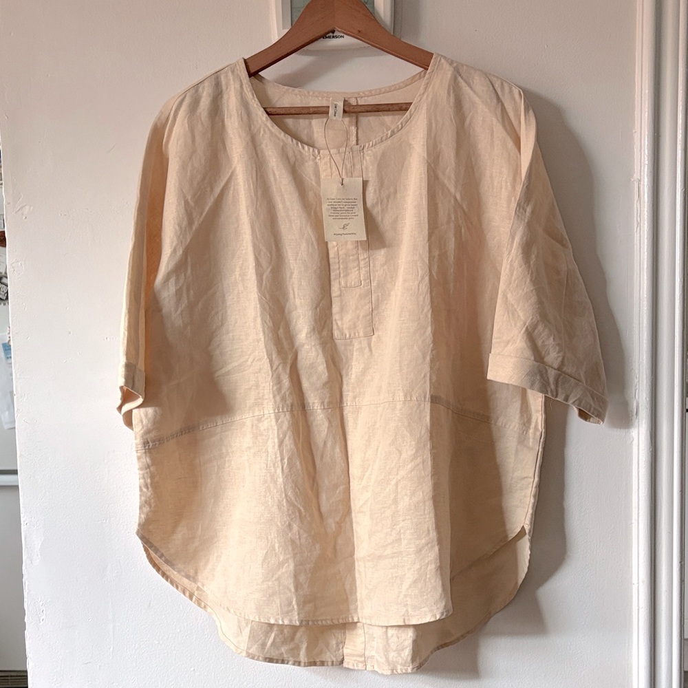 GRAE COVE - Blush Cream Oversized Linen Blend Tunic Top NWT